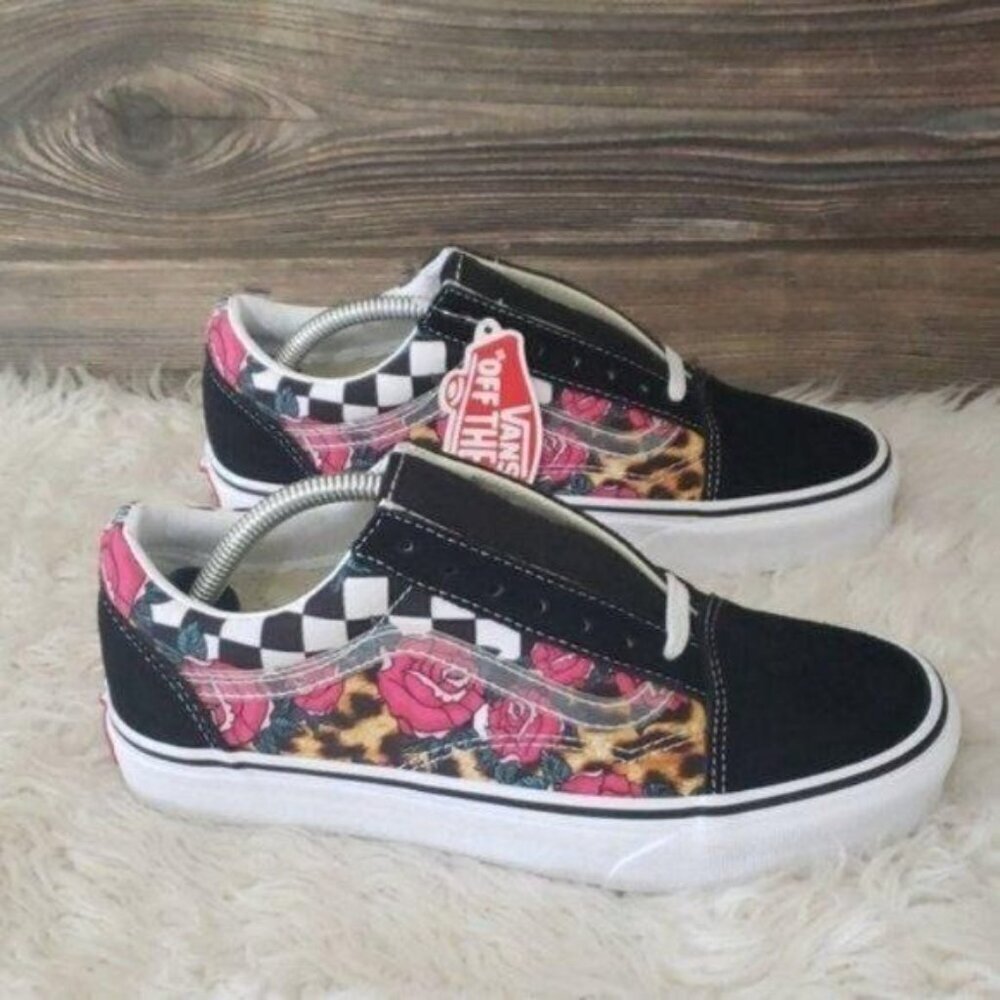 New Vans Old Skool Sneakers Checkerboard Animal Print Floral Boho Casual Street - Picture 6 of 8